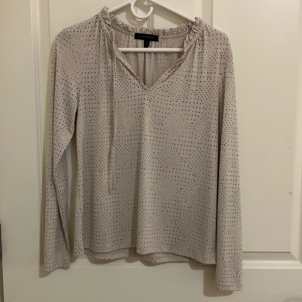 Women's Cream Top with Black Dots